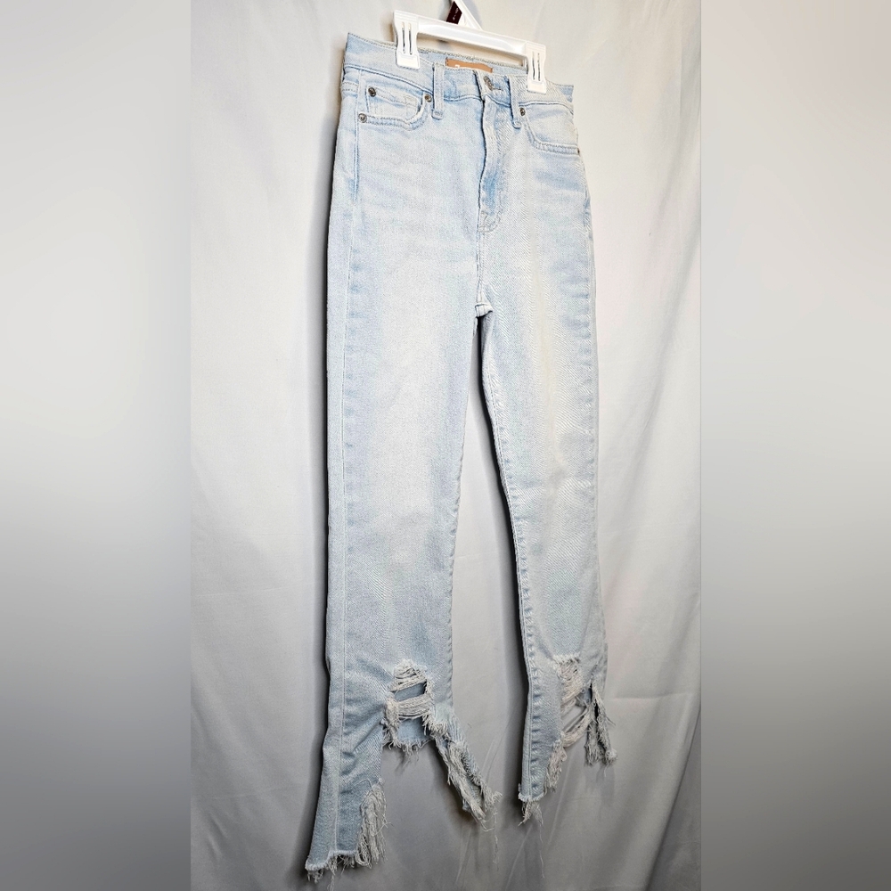 7 For All Mankind High Waist Slim Kick With Long Side Hem